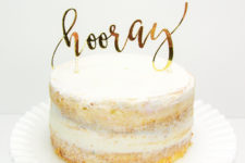 DIY shiny gold cursive letter cake topper for New Year