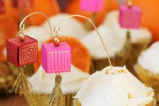 DIY Chinese lantern colorful cupcake toppers