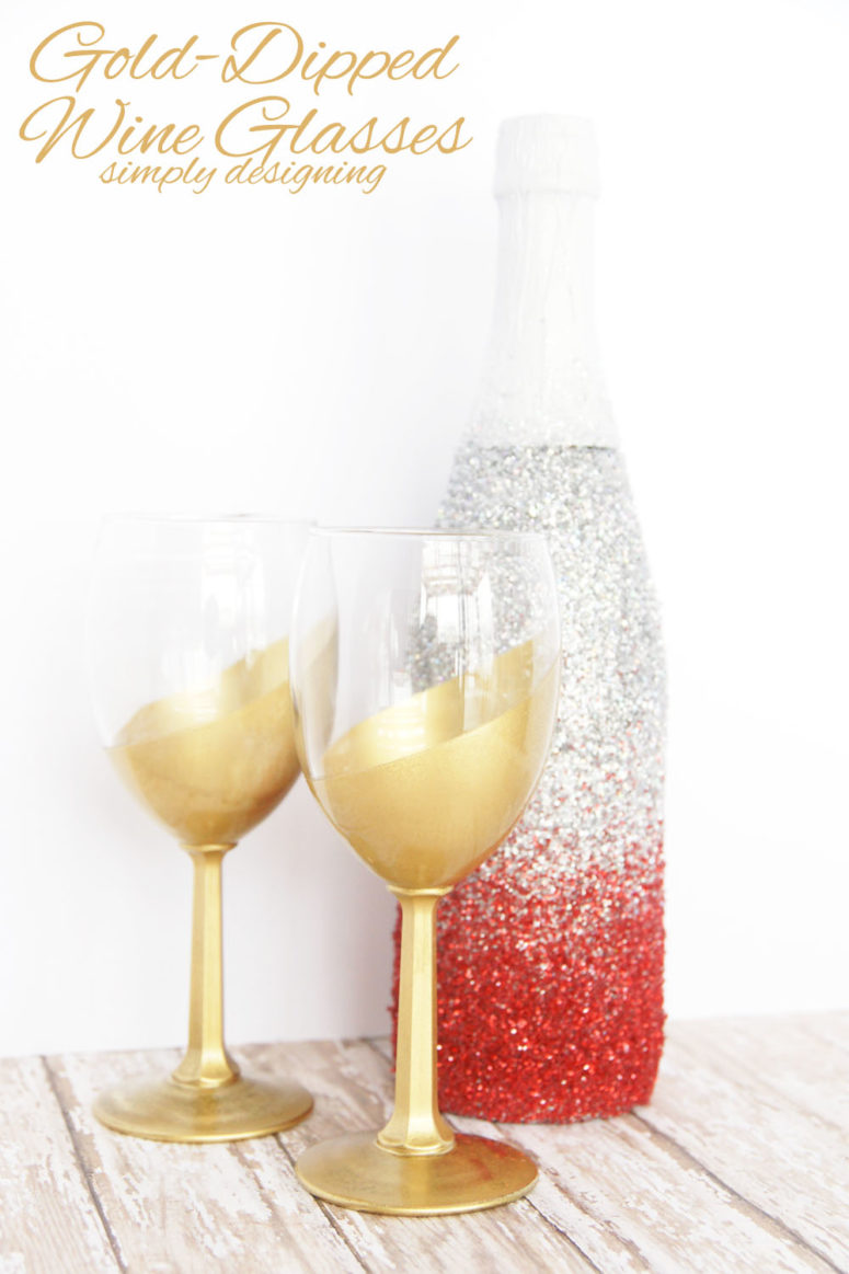 DIY gold dipped wine glasses for glam parties (via simplydesigning.porch.com)