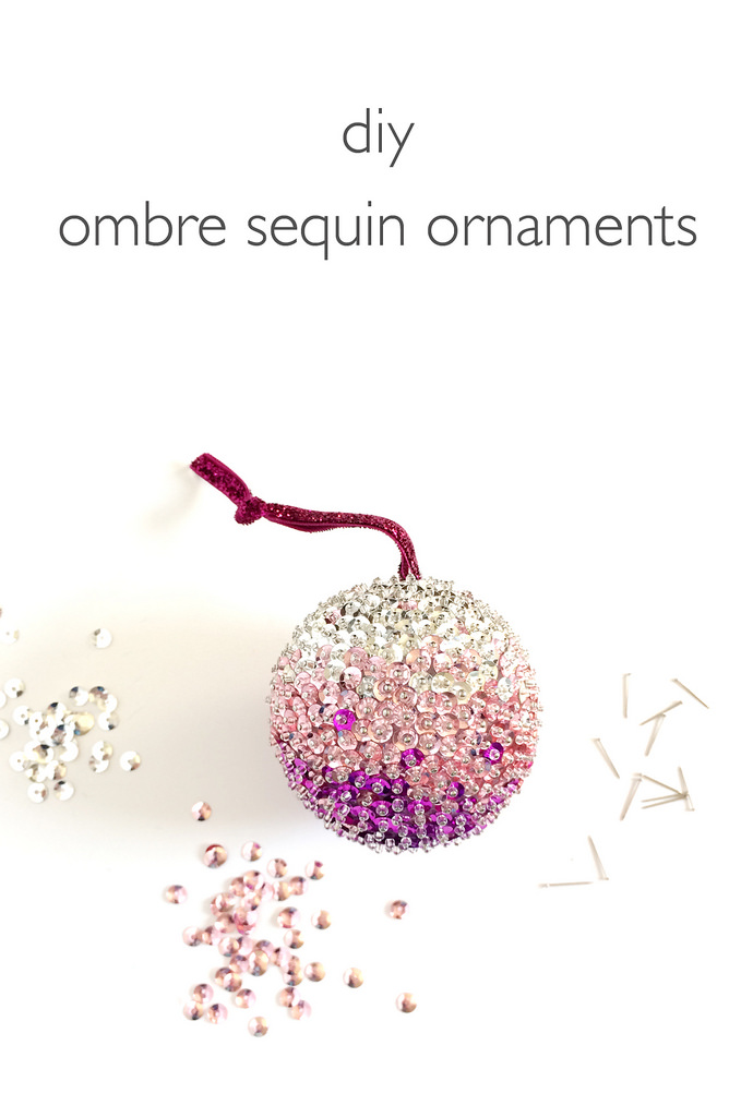 DIY sparkling ombre sequin ornaments for Christmas (via www.vitaminihandmade.com)