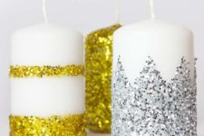 DIY colorful glitter candles for New Year’s party decor