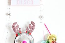 DIY disco ball Rudolph decoration for New Year’s parties