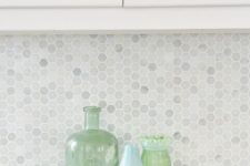 02 marble hex penny tiles with white grout look timeless and add a right amount of interest to a neutral kitchen
