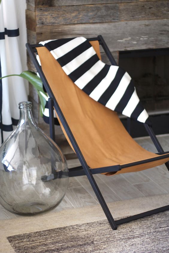 a chic leather sling back will brign beach vibes to your indoor space at once