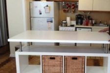 05 an Expedit bookcase turned into a kitchen with an additional bar countertop and drawers