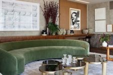 08 a refined and elegant green velvet rounded sofa is a statement piece for your space