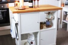 09 a mobile kitchen island with open and closed storage compartments made from IKEA Kallax