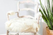 14 take your vintage chair and give it a cozy feel with some fur from IKEA
