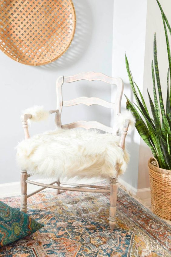 take your vintage chair and give it a cozy feel with some fur from IKEA