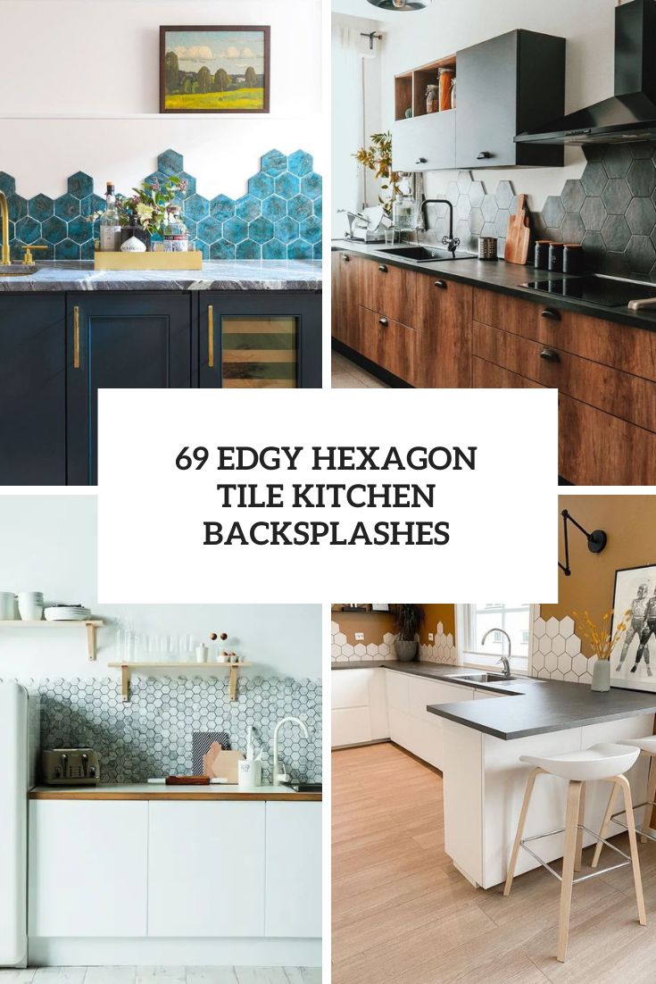 Edgy Hexagon Tile Kitchen Backsplashes
