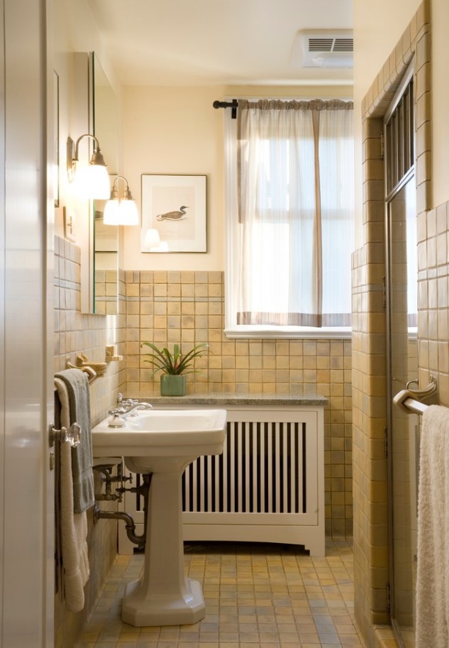 a radiator cover is a must for a bathroom because you can't hide radiators there any other way, it looks stylish and effective