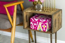 DIY rustic wooden crate side table