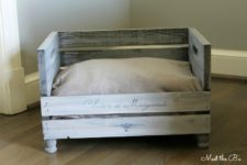 DIY pet bed of a wooden crate