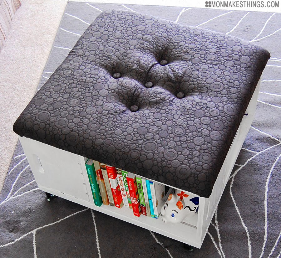 DIY storage ottoman with an upholstered top