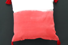 DIY gradient red pillow with tassels