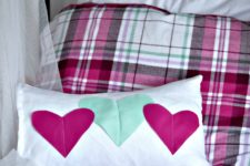DIY colorful heart applique pillow
