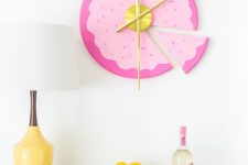 DIY fun and bold sliced cake clock
