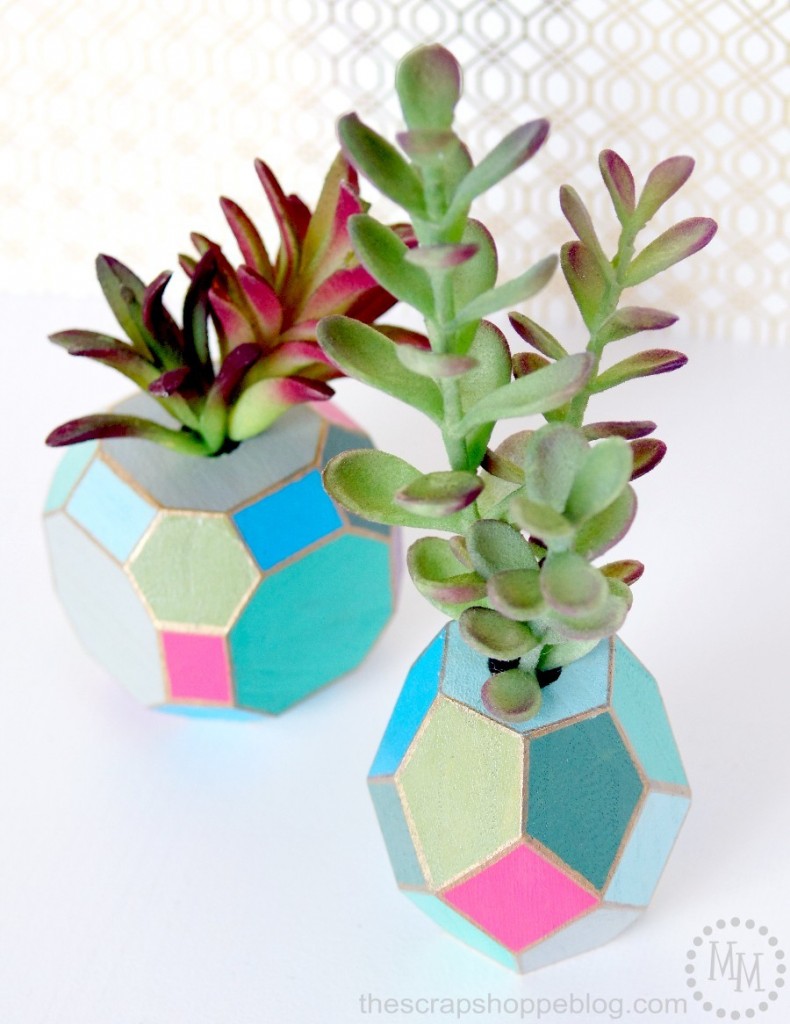 DIY multi faceted and colorful succulent vases