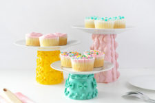 DIY painted pasta cake stands