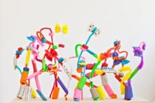 DIY crazy and colorful pasta sculptures