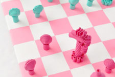 DIY painted pasta chess set for kids