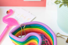 DIY rainbow catch-all dish of polymer clay