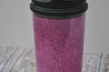 DIY pink glitter travel mug