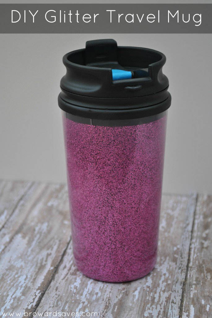 DIY pink glitter travel mug (via livingsweetmoments.com)