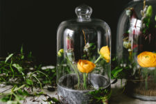 DIY floral cloche centerpiece inspired by oil paintings
