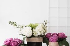 DIY paper bag floral Valentine centerpieces