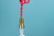 DIY hot red macrame cord cover