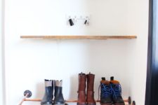 DIY copper piping floatign shoe rack