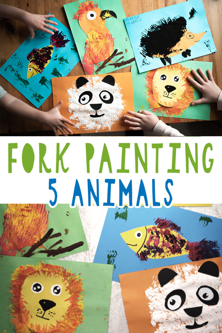 5 diy fork painted animals to make with kids cover