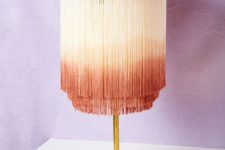 02 a bold gold lamp with long ombre fringe from creamy to pink hanging down will make a statement