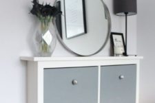 07 a stylish modern IKEA Hemnes cabinet hack in slate grey and with tiny and cute knobs of a pearly shade