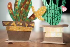 15 funny handprint paper cactuses in planters