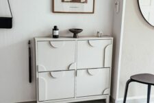 a beautiful IKEA Stall hack with curved details is a perfect solution for a contemporary space that is about curves, too