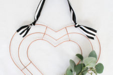 DIY modern metal heart-shaped wreath for Valentine’s Day