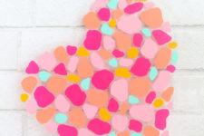 DIY terrazzo acrylic heart decoration for Valentine’s Day