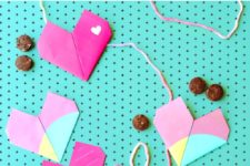 DIY colorful origami heart garland for Valentine’s Day
