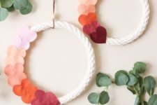 DIY ombre heart Valentine’s Day wreath