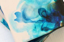 DIY watercolor coasters of porous bisque