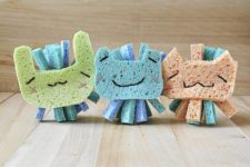 DIY scrubbing toys made of sponge for kids to help cleaning