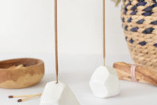 DIY air dry clay faceted incense holder
