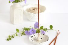 DIY spotted air dry clay incense holder