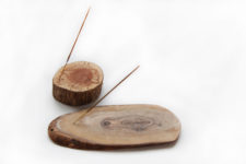 DIY rustic wooden slice incense holder