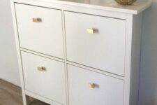 update a simple IKEA Hemnes shoe cabinet with stylish geometric pulls like these ones for a bright modern look