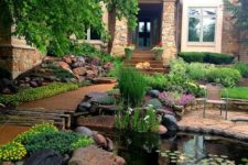 a large front yard pond is an awesome feature