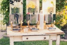 15 a shabby chic drink station with large drink tanks on metal stands is all you need for a cool look