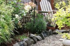 a gravel path with rocks lining it looks very natural and is ideal for a boho garden